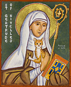 St. Gertrude of Nivelles Icon Painting by Jennifer Richard-Morrow