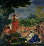 St John the Baptist Preaching Painting by II Baciccio - Giovanni B Gaulli