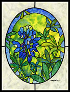 Stained Glass Bluebonnet Painting by Hailey E Herrera