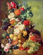 Still Life with Flowers and Fruit Painting by Jan van Os