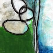 Stones- Green and Blue Abstract Painting by Linda Woods