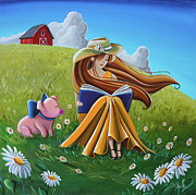 Storytime On The Farm Painting by Cindy Thornton