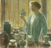 Strawberry Tea Set, 1912 Painting by Childe Hassam