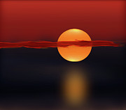 Sun on Red and Blue Digital Art by Deborah Smith