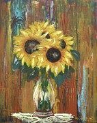 Sunflowers Painting by Miroslaw  Chelchowski