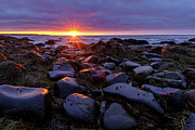 Sunrise Fire On The New Hampshire Coast.  Photograph by Jeff Sinon