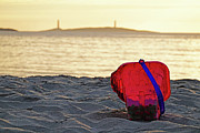 Sunrise over Thacher Island from Long Beach in Gloucester MA Sand Bucket Photograph by Toby McGuire