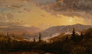 Sunset after a Storm in the Catskill Mountains Painting by Jasper Francis Cropsey