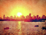 Sunset Over Miami Florida Digital Art by Phil Perkins