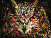 Surreal owl portrait deep dream with dogs Photograph by Matthias Hauser