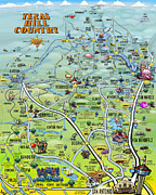 Texas Hill Country Cartoon Map Digital Art by Kevin Middleton