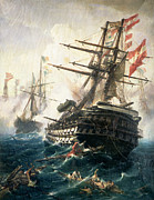 The Battle of Lissa Painting by Constantin Volonakis