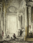 The Entrance of the Academy of Architecture at the Louvre Drawing by Gabriel de Saint-Aubin The Entrance of the Academy of Architecture at the Louvre Drawing by Gabriel de Saint-Aubin