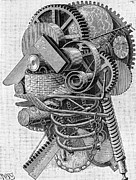 The Head of an Inventor Drawing by Louis Poyet