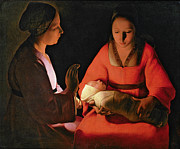 The New Born Child Painting by Georges de la Tour