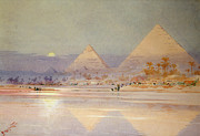 The Pyramids at dusk Painting by Augustus Osborne Lamplough