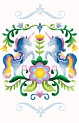 The Royal Society Of Cute Unicorns Light Background Painting by Little Bunny Sunshine