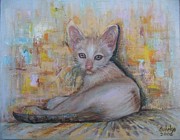 The Sitting CAT Painting by Sukalya Chearanantana