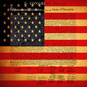 The United States Declaration of Independence - American Flag - square Photograph by Wingsdomain Art and Photography