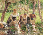 The Washerwomen Painting by Camille Pissarro