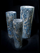 Three Blue Cylinders Glass Art by Christopher Schranck