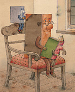 Three Books Painting by Kestutis Kasparavicius