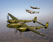 Three Lockheed P-38 Lightnings Photograph by Scott Germain