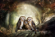 Three Owl Moon Mixed Media by Carol Cavalaris Three Owl Moon Mixed Media by Carol Cavalaris