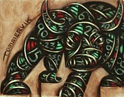 Stock Market Ticker Tape Bull Art Print Painting by Tommervik