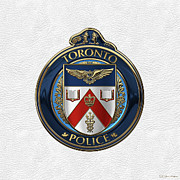 Toronto Police Service  -  T P S  Emblem over White Leather Digital Art by Serge Averbukh