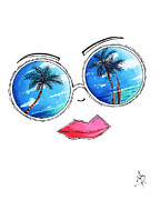 Tropical Reflection PoP Art Painting from the Aroon Melane 2015 Collection by MADART Painting by Megan Aroon