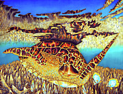 Caribbean Sea Turtle and Stag horn Coral Painting by Daniel Jean-Baptiste Caribbean Sea Turtle and Stag horn Coral Painting by Daniel Jean-Baptiste