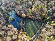 Two lakes in a forest drone photography Photograph by Matthias Hauser