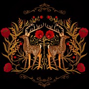 Two Stags Protecting The Dark Forest Gate Painting by Little Bunny Sunshine