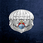 U. S.  Air Force Pararescuemen - P J Badge over Blue Velvet Digital Art by Serge Averbukh