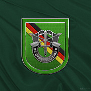 U. S.  Army 10th Special Forces Group Europe - 10 S F G  Beret Flash over Green Beret Felt Digital Art by Serge Averbukh