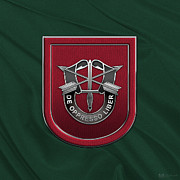 U. S.  Army 7th Special Forces Group - 7 S F G  Beret Flash over Green Beret Felt Digital Art by Serge Averbukh