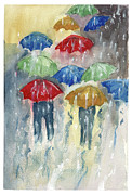 Umbrellas Painting by Roseann Summerville Umbrellas Painting by Roseann Summerville