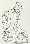 Untitled Nude Seated Female Figure Painting by Manuel Bennett Untitled Nude Seated Female Figure Painting by Manuel Bennett
