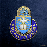 U. S. Army Chaplain Corps - Regimental Insignia over Blue Velvet Digital Art by Serge Averbukh
