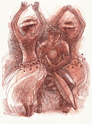 Vaka Drum Dance Drawing by Judith Kunzle