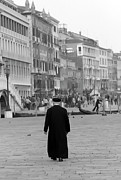 Venetian Priest and Gondola Photograph by KG Thienemann