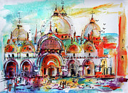 Venice Piazza Saint Marco Basilica Painting by Ginette Callaway