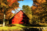 Vermont red barn under fall colors Photograph by Jeff Folger
