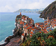 pomeriggio a Bellagio anzi a Vernazza Painting by Guido Borelli