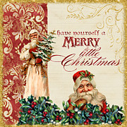Vintage Santa Claus - Glittering Christmas Painting by Audrey Jeanne Roberts