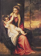 Virgin with Child at Sunset Painting by Titian Virgin with Child at Sunset Painting by Titian