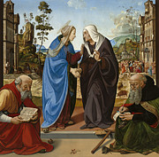 Visitation with Saint Nicholas and Saint Anthony Painting by Piero di Cosimo