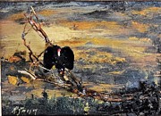 Vulture with Oncoming Storm Painting by Roger Swezey