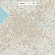 Waco Texas US City Street Map Digital Art by Frank Ramspott